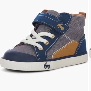 Stylish Blue and Brown Kids Sneakers